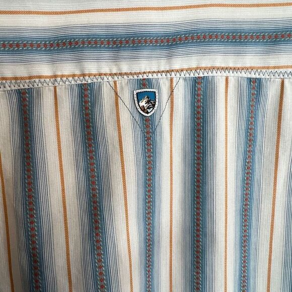 Kühl Shirt Men's White Stripe Button Down Short Sleeve Shirt Size Extra Large - Picture 14 of 14